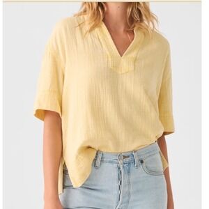 FAHERTY‎ Dream Cotton Gauze Wren Top Yellow Sahara Sun Size Medium NWT